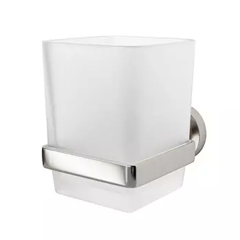 Стакан для ванной WasserKraft Tauber с держателем стекло матовый/металл никель (K-64428)