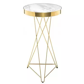 Стол кухонный круглый d0,6 м белый/золото Milena (11769)