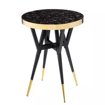 Стол кухонный круглый d0,8 м черный/золото Selina (15552)