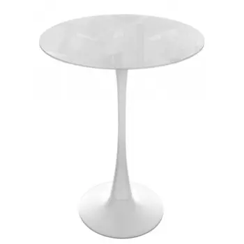 Стол кухонный круглый d0,9 м стеклянный белый Tulip (15769)