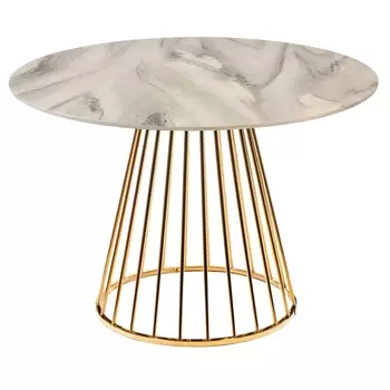 Стол кухонный круглый d1 м белый мрамор/золото Liverpool (FR 0947)