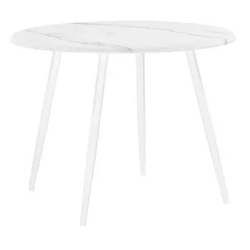 Стол кухонный круглый d1 м мрамор белый/белый матовый Абилин (520595)