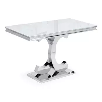 Стол кухонный прямоугольный 1,8х0,9 м стеклянный белый Klod (15304)