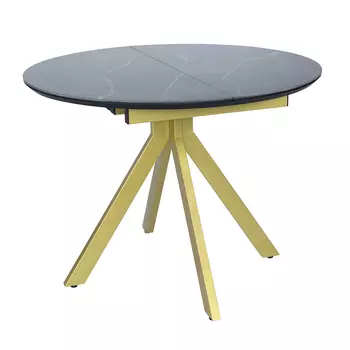 Стол кухонный раздвижной круглый d1 м черный мрамор/матовое золото Rudolf (RF 0641)