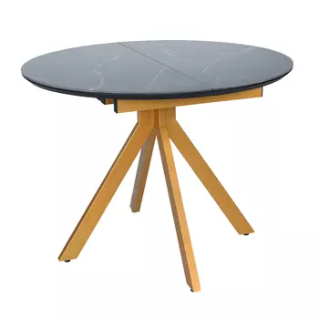 Стол кухонный раздвижной круглый d1 м черный мрамор/бронза Rudolf (RF 0639)