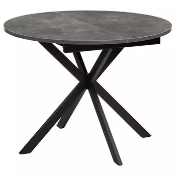 Стол кухонный раздвижной круглый d1 м камень темный/черный Сурео (514790)
