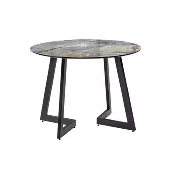 Стол кухонный раздвижной овальный d1 м стеклянный магеллан/черный Алингсос (532385)