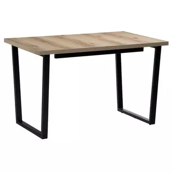 Стол кухонный раздвижной прямоугольный 0,75х1,2 м дуб делано светлый/черный Лота Лофт (489642)