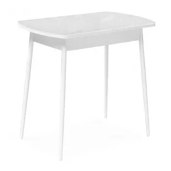 Стол кухонный раздвижной прямоугольный 1,2х0,7 м стеклянный белый Бейкер (551080)