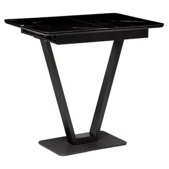 Стол кухонный раздвижной прямоугольный 1,2х0,8 м стеклянный обсидиан/черный Бугун (500004)