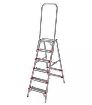 Стремянка алюминиевая 6 ступеней 130 мм с увеличенной дугой безопасности 1,32 м Новая высота