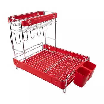 Сушилка для посуды настольная двухуровневая 510х350х380 мм красная (LF-146)