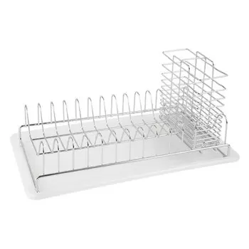 Сушилка для посуды настольная с поддоном и стаканом 42 см белая (LF-139)
