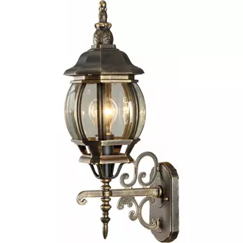 Светильник садово-парковый настенный Arte Lamp Atlanta черно-золотой E27 75 Вт IP43 (A1041AL-1BN)