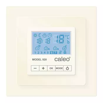 Терморегулятор электронный программируемый для теплого пола Caleo 920 бежевый с адаптерами