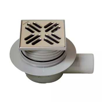 Трап душевой горизонтальный Miano с комбинированным затвором 105х105 мм d50 мм решетка из нержавеющей стали (MPVB-05003)