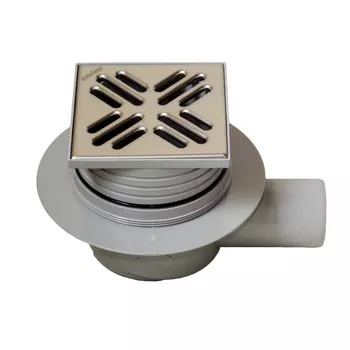 Трап душевой горизонтальный Miano с сухим затвором 105х105 мм d50 мм решетка из нержавеющей стали (MPVB-05002)