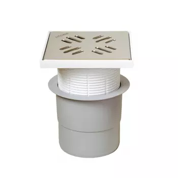 Трап душевой вертикальный Miano с гидрозатвором 150х150 мм d110 мм пластиковая решетка (MPV-110-02S)