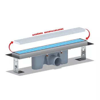 Лоток душевой АНИ пласт Мол с комбинированным затвором 62х450 мм d50 мм цельнометаллический (TLZ2045)