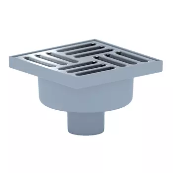 Трап душевой вертикальный АНИ пласт с гидрозатвором 150х150 мм d50 мм решетка из нержавеющей стали (TA5212)