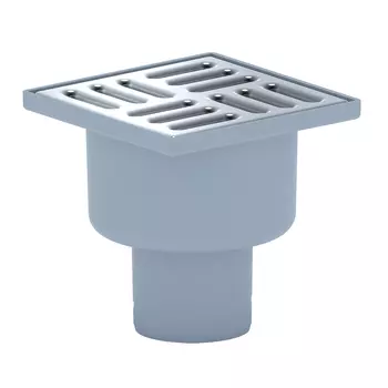 Трап душевой вертикальный АНИ пласт с сухим затвором 100х100 мм d50 мм решетка из нержавеющей стали (TQ5202)