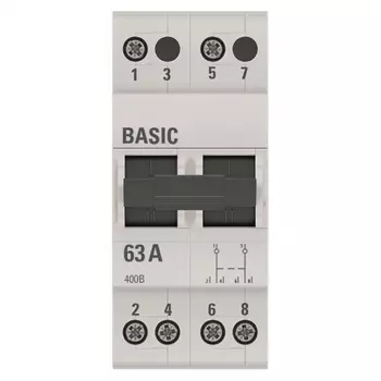 Трехпозиционный переключатель EKF Basic ТПС-63 2Р 63А 230 В на DIN-рейку (tps-2-63)