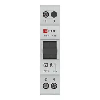 Трехпозиционный переключатель EKF PROxima ТПС-63 1Р 63А 4,5 кА 230 В на DIN-рейку (TPS163)