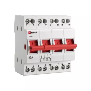 Трехпозиционный переключатель EKF PROxima ТПС-63 4P 63А 400 В на DIN-рейку (TPS463)
