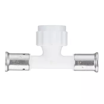 Тройник Henco (13PKW-200520) 20(пресс) х 3/4 ВР(г) х 20(пресс) белый PVDF