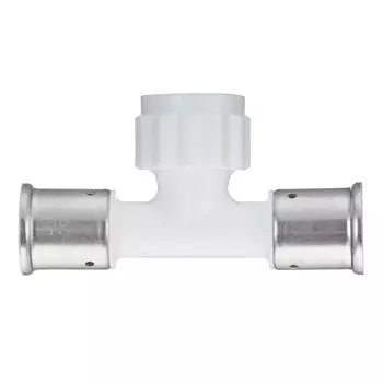 Тройник Henco (13PKW-260526) 26(пресс) х 3/4 ВР(г) х 26(пресс) белый PVDF