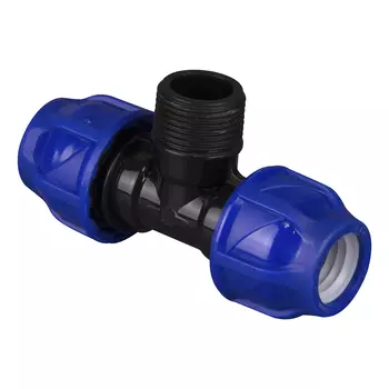 Тройник ПНД Tebo компрессионный переходной 20х20х1/2 НР(ш)