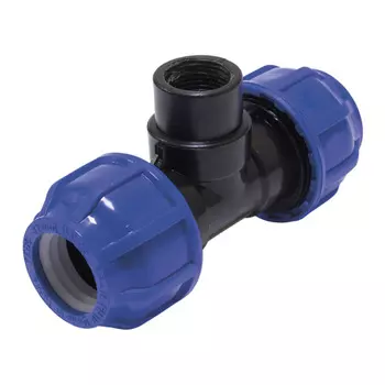 Тройник ПНД Tebo компрессионный переходной 20х20х1/2 ВР(г)