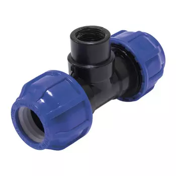 Тройник ПНД Tebo компрессионный переходной 25х25х1/2 ВР(г)