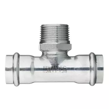 Тройник Valtec (VTi.933.I.280528) 28 мм х 3/4 НР(ш) х 28 мм нержавеющая сталь