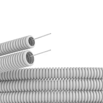Труба гофрированная ПВХ 32 мм DKC легкая с зондом серая (25 м) (91932)