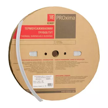 Трубка термоусадочная EKF PROxima ТУТ 20/10 мм 100 м белая