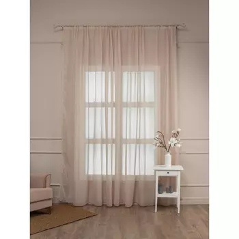 Тюль искусственный шелк бежевый 400х300 см Amore Mio (7820)