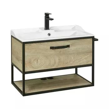 Тумба под раковину Aquaton Лофт Фабрик 80 см подвесная дуб эндгрейн (1A242401LTDU0)