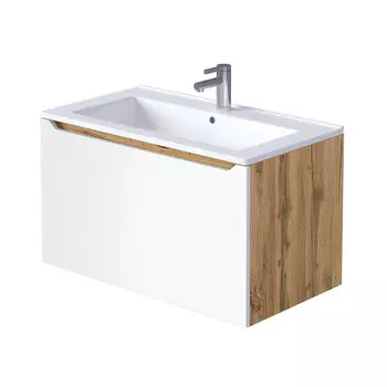 Тумба под раковину Маркастрой Line 85 см подвесная дуб вотан/белая (Ц0000041930)