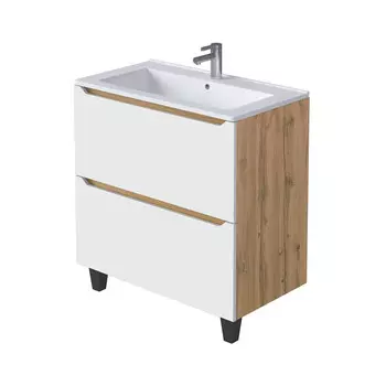 Тумба под раковину Маркастрой Line 85 см напольная дуб вотан/белая (Ц0000041929)