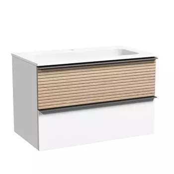 Тумба под раковину Sancos Delta 80 см подвесная дуб светлый/белая (DL80W)