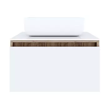 Тумба под раковину Ulitka Colombina 60 см подвесная белая/дуб золотой (74104280)