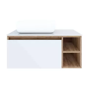 Тумба под раковину Ulitka Colombina 80 см подвесная белая/дуб золотой (74104279)