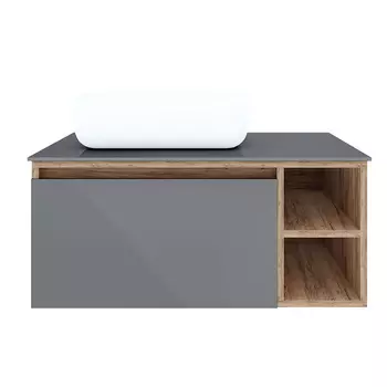 Тумба под раковину Ulitka Colombina 80 см подвесная кварц/дуб золотой (74104282)