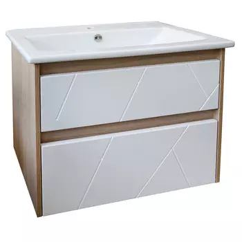 Комплект тумба с раковиной АСБ-Мебель Диана 60 см подвесная белая/дуб янтарный