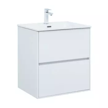 Комплект тумба с раковиной Lavelly Cube 60 см подвесная белая