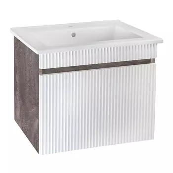 Комплект тумба с раковиной Runo Модена 75 см подвесная белая/железный камень (00-00001426)