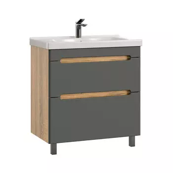 Комплект тумба с раковиной Sanstar Diva 70 см напольная дуб вотан/графит софт (459.1-1.4.1.ККОМ)