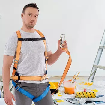 Страховочная система Окапром УС-2АЖ лента 1,5 м оранжевая/синяя (0023)