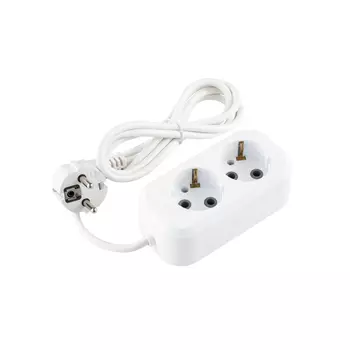 Удлинитель Dwi 2 розетки 1,5 м ПВС 2х1,5 кв.мм 10 А 2,2 кВт белый (28616 5)